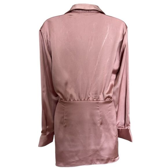 ZARA Blush Pink Satin Wrap Dress Size XS - Picture 5 of 11